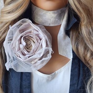 Designer Iconic Accessories Boho Velvet Tie Rose Magnolia Peony Choker